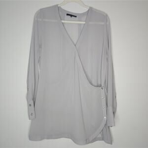 Ro & De Light Gray Wrap Blouse long sleeve top